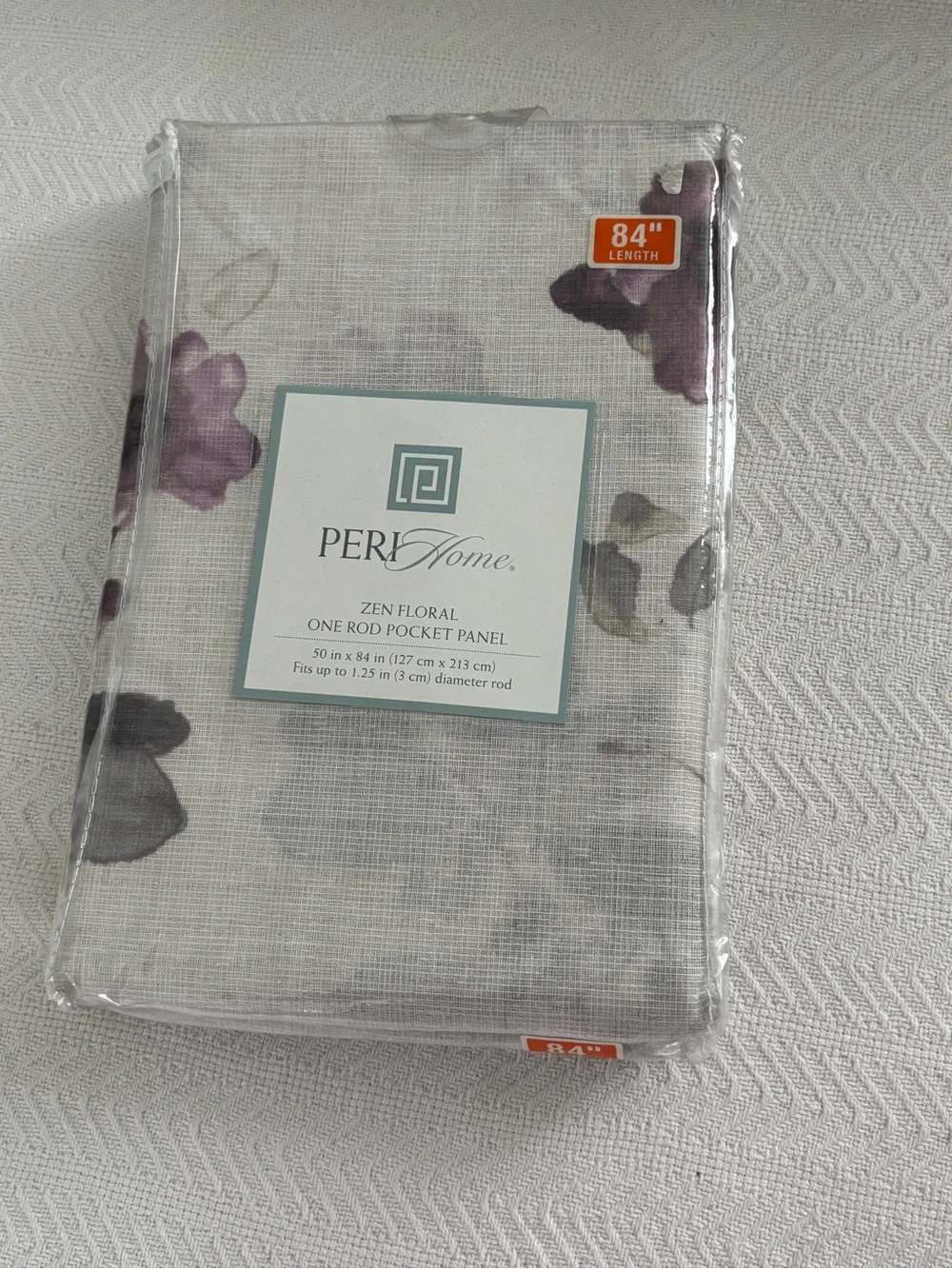 🦋iHome Zen Floral One Rod Pocket Curtain Panel - White with Purple Floral 2 pack